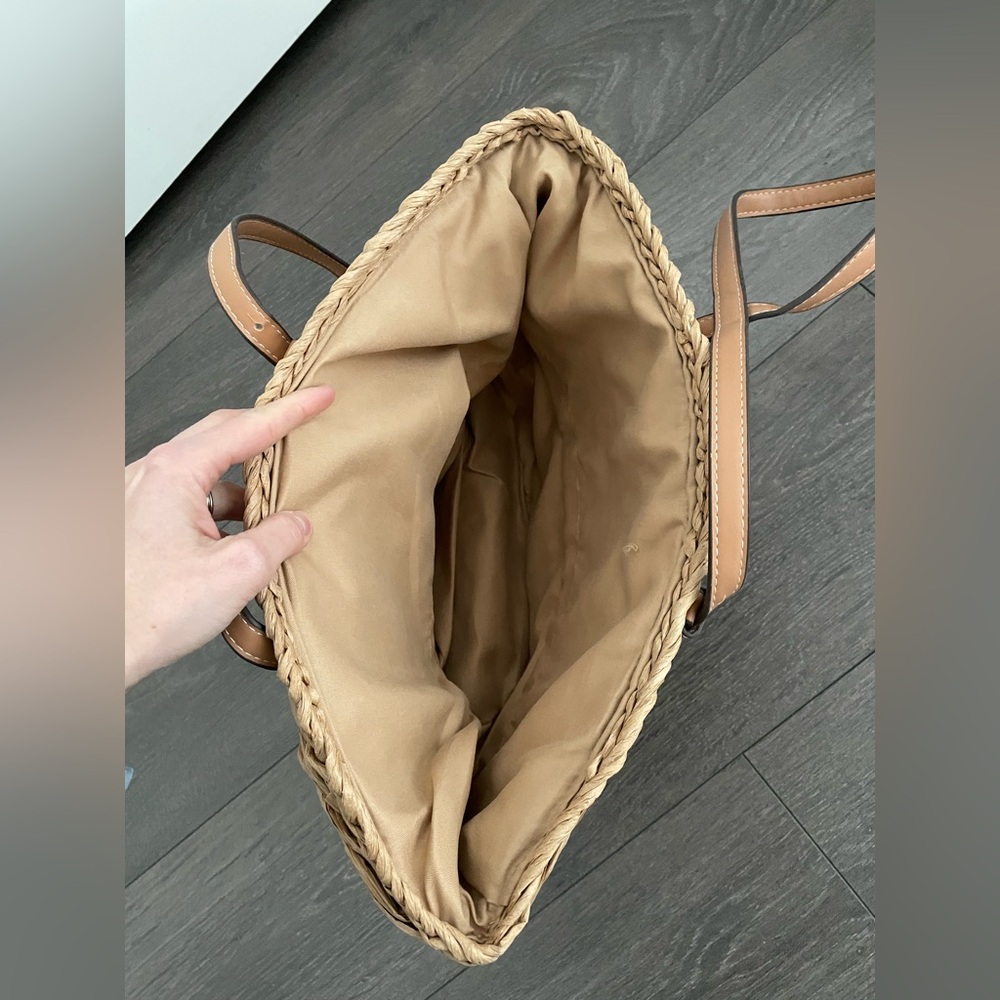 Tan Woven Tote Bag Suzy new handbag shopper tote - Picture 5 of 6
